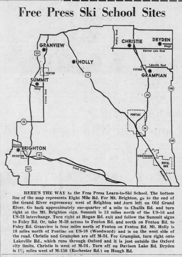 Granview Orchards Ski Area - Jan 7 1962 Map From Det Free Press (newer photo)